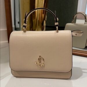 Jimmy Choo Cream Crossbody Bag with Gold Logo